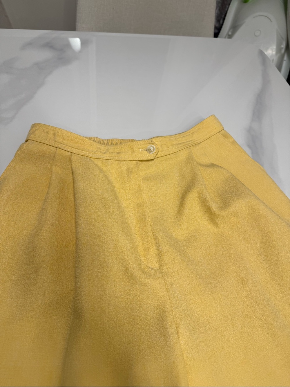 Vintage High-Waist Yellow Tailored Women's Trousers - Picture 2 of 10